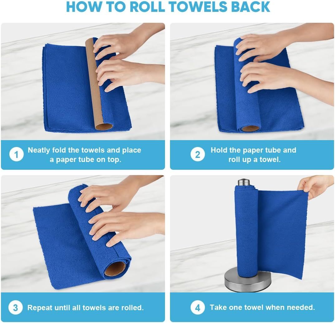 50-Pack Microfiber Cleaning Cloth Roll for Cars, Kitchen & Windows