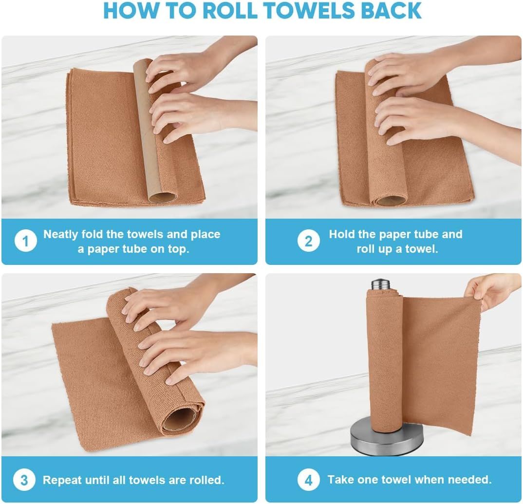 50-Pack Microfiber Cleaning Cloth Roll for Cars, Kitchen & Windows