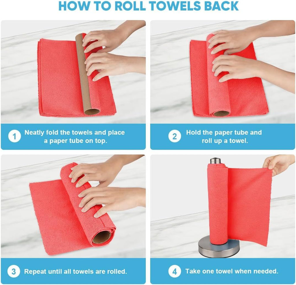 50-Pack Microfiber Cleaning Cloth Roll for Cars, Kitchen & Windows