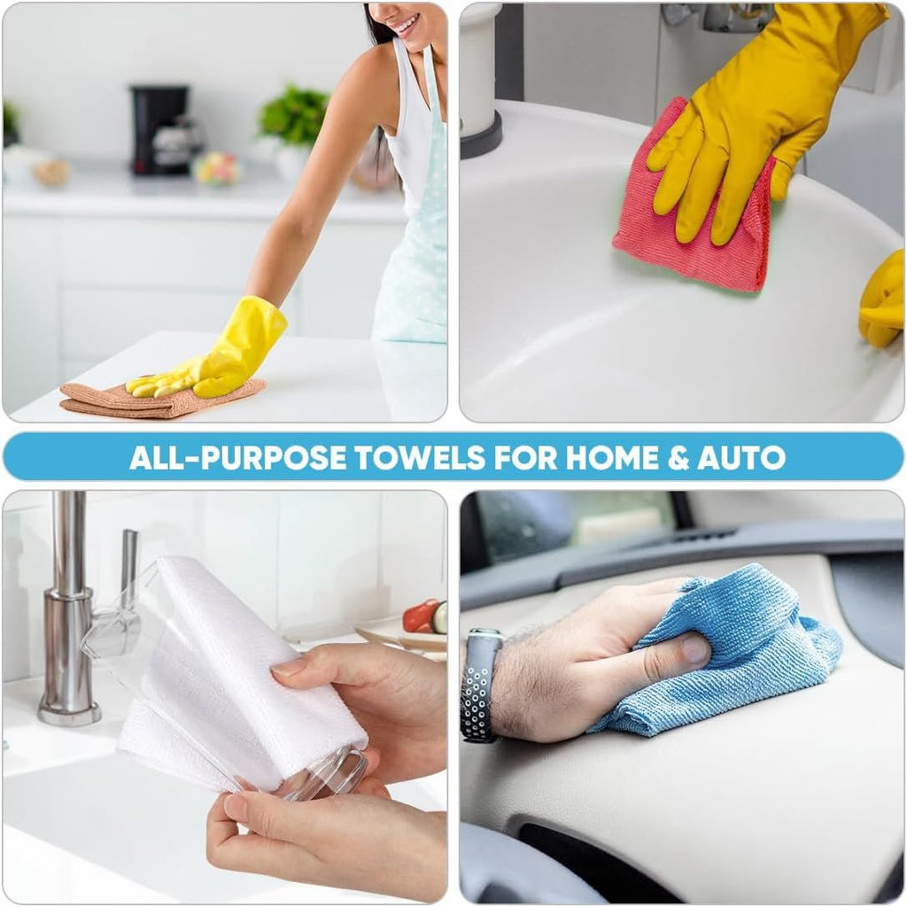 50-Pack Microfiber Cleaning Cloth Roll for Cars, Kitchen & Windows