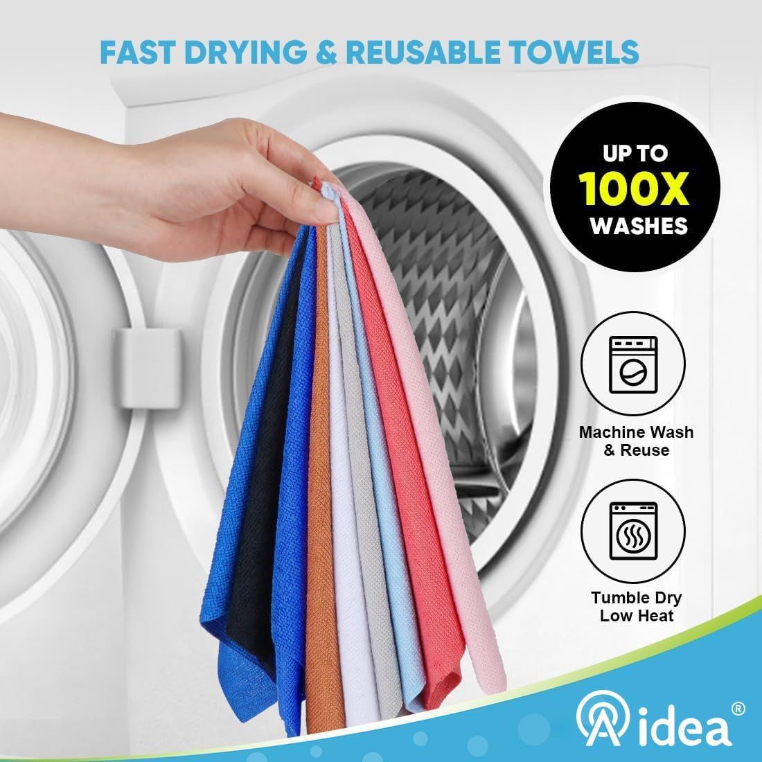 50-Pack Microfiber Cleaning Cloth Roll for Cars, Kitchen & Windows