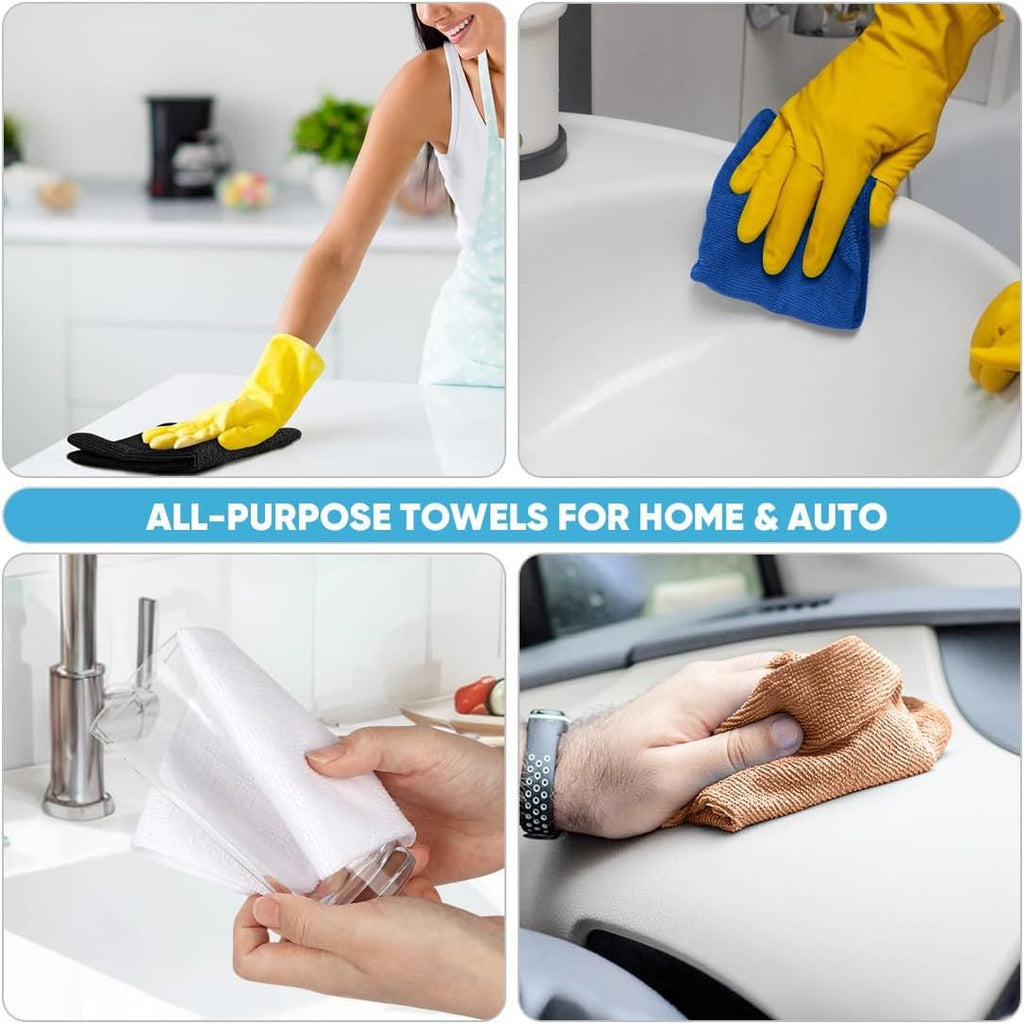 50-Pack Microfiber Cleaning Cloth Roll for Cars, Kitchen & Windows