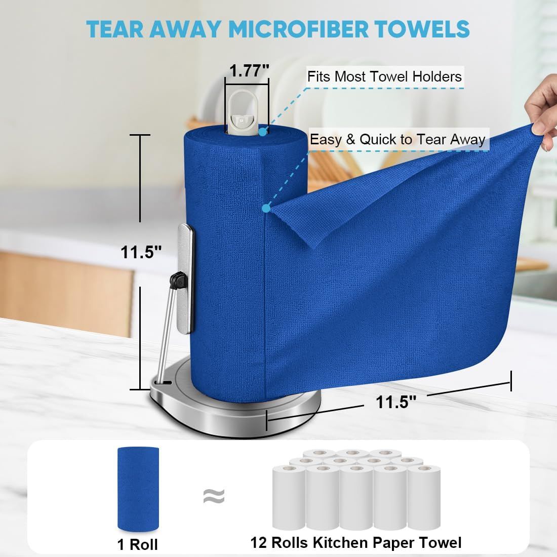 50-Pack Microfiber Cleaning Cloth Roll for Cars, Kitchen & Windows