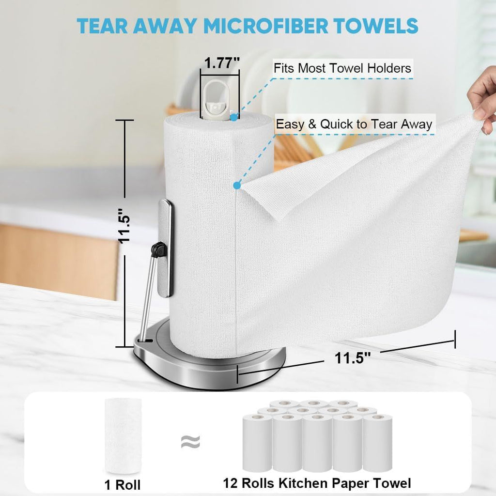 50-Pack Microfiber Cleaning Cloth Roll for Cars, Kitchen & Windows