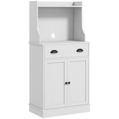 Microwave Storage Cabinet with Drawer and Adjustable Shelf