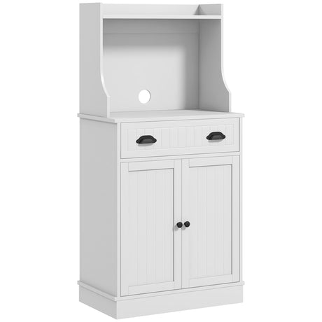 Microwave Storage Cabinet with Drawer and Adjustable Shelf
