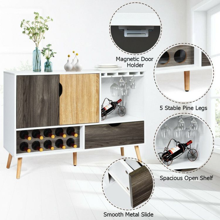 Mid-Century Sideboard with Wine and Glass Storage