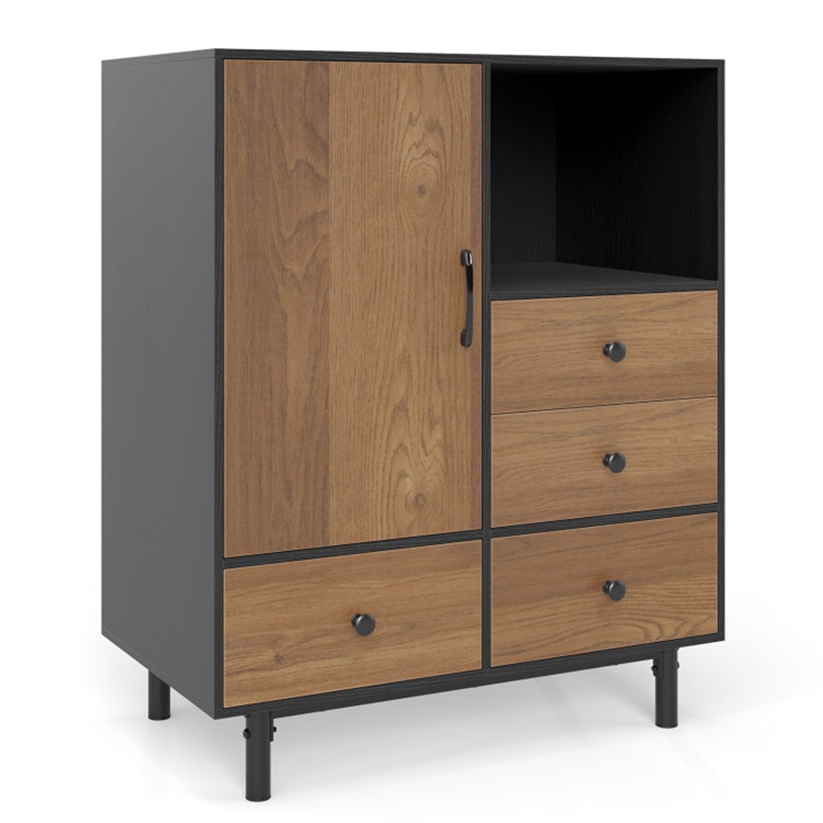 Mid-Century Four-Drawer Sideboard with Mixed Storage