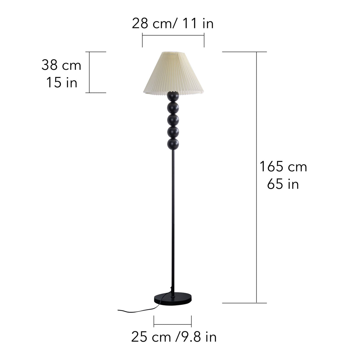Mid-Century Floor Lamp with Pleated Shade