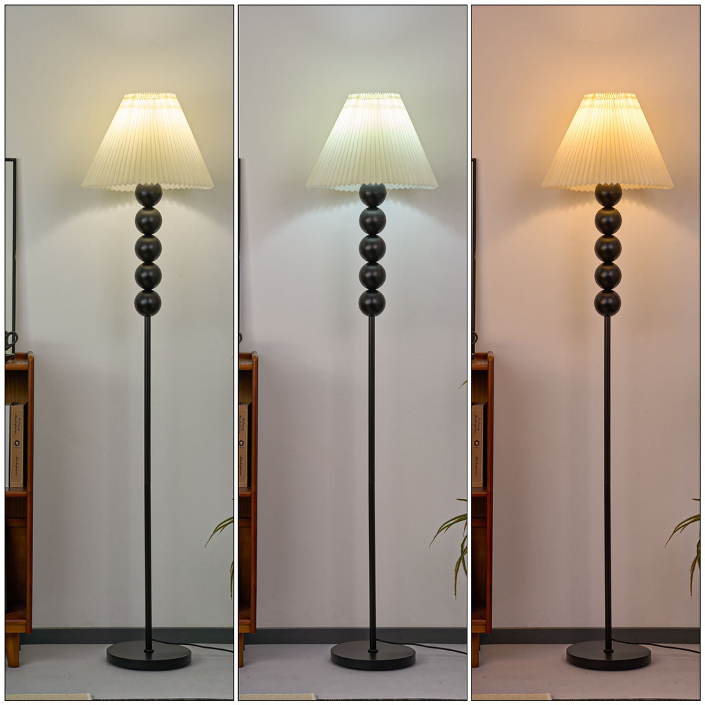 Mid-Century Floor Lamp with Pleated Shade