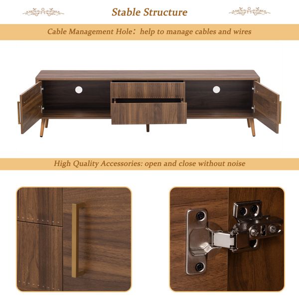 Mid-Century TV Stand with Cabinets and Drawers