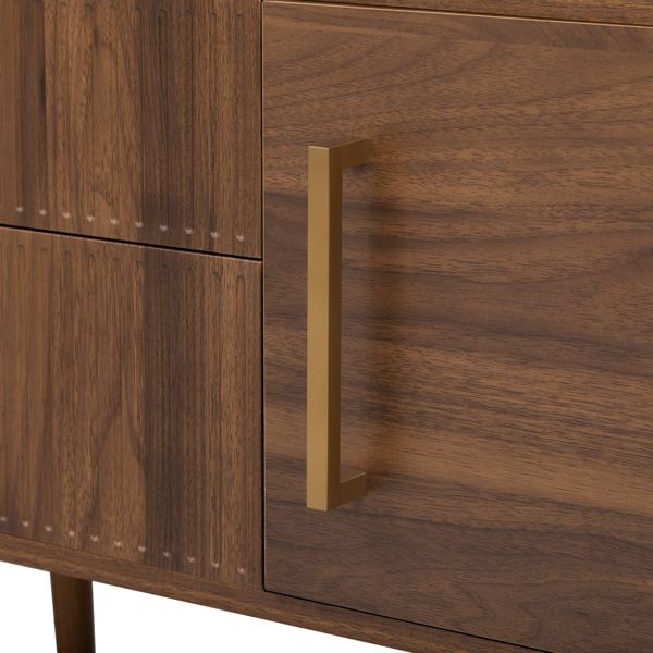 Mid-Century TV Stand with Cabinets and Drawers