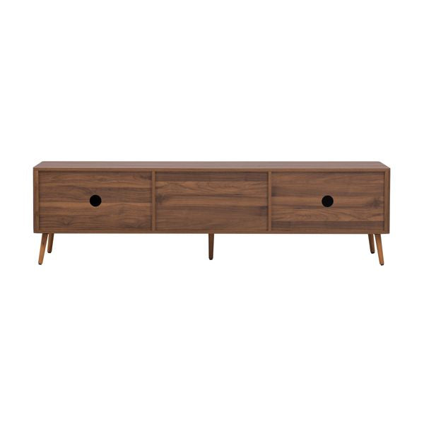 Mid-Century TV Stand with Cabinets and Drawers