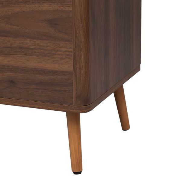 Mid-Century TV Stand with Cabinets and Drawers