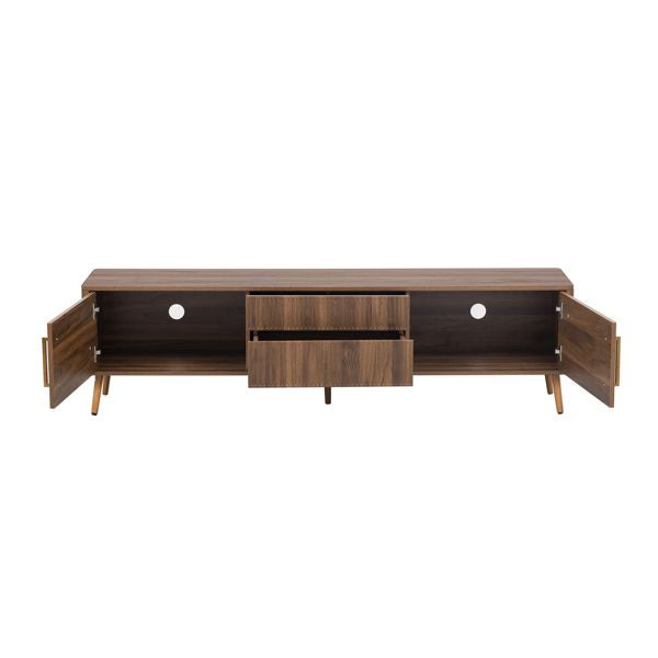 Mid-Century TV Stand with Cabinets and Drawers