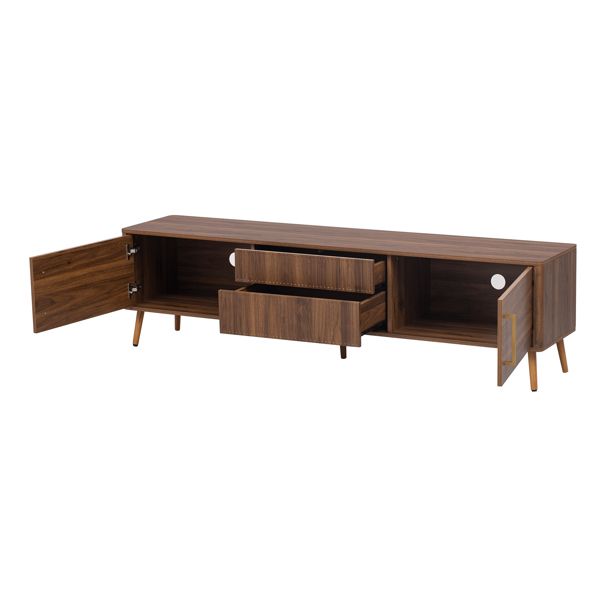 Mid-Century TV Stand with Cabinets and Drawers