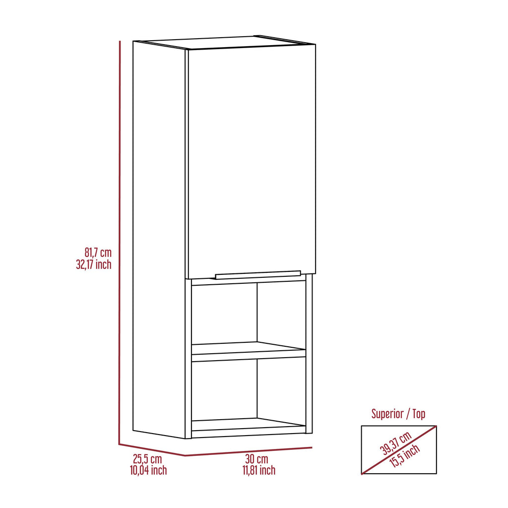 Mila Bathroom Cabinet - Two Concealed and Two Open Shelves