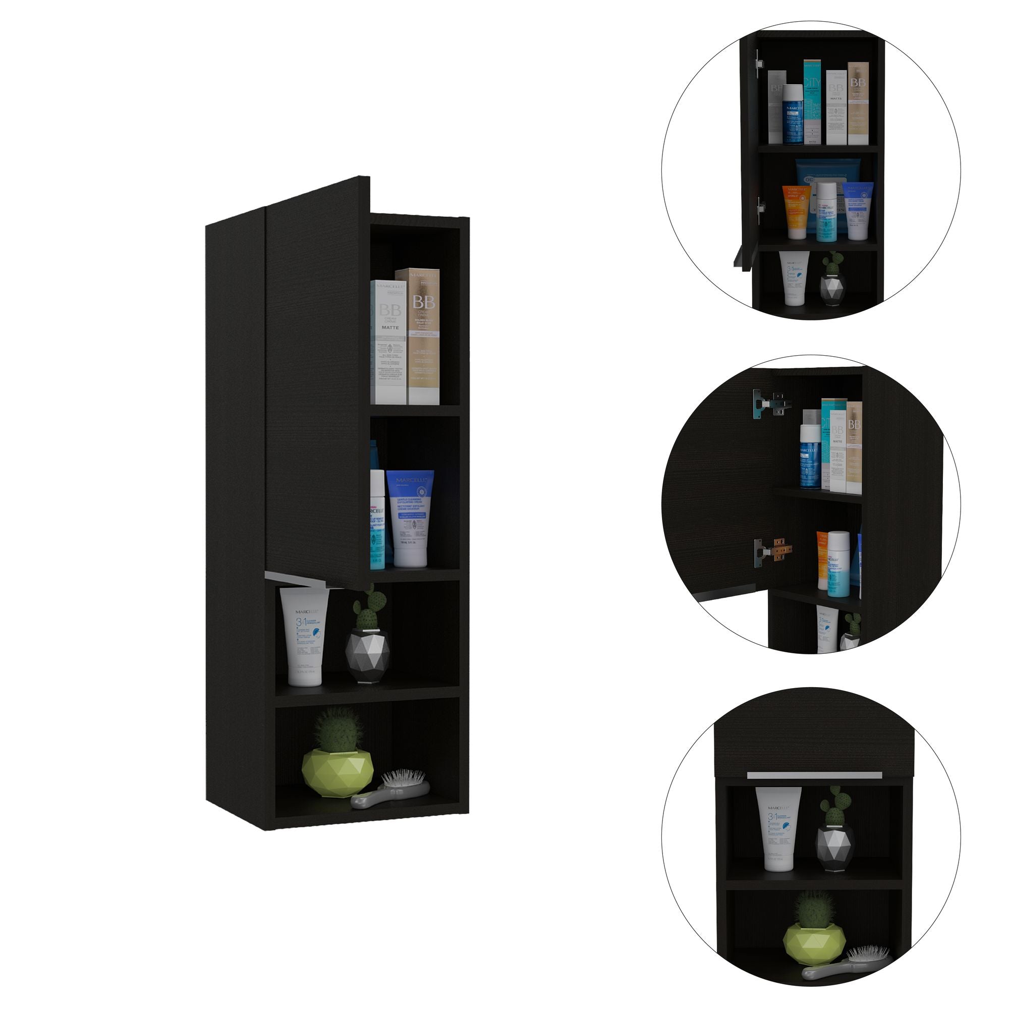 Mila Bathroom Cabinet - Two Concealed and Two Open Shelves