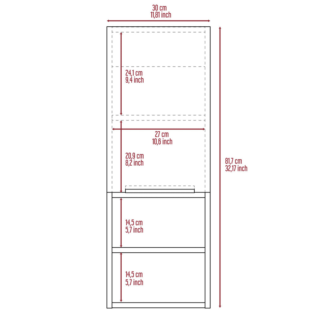 Mila Bathroom Cabinet - Two Concealed and Two Open Shelves