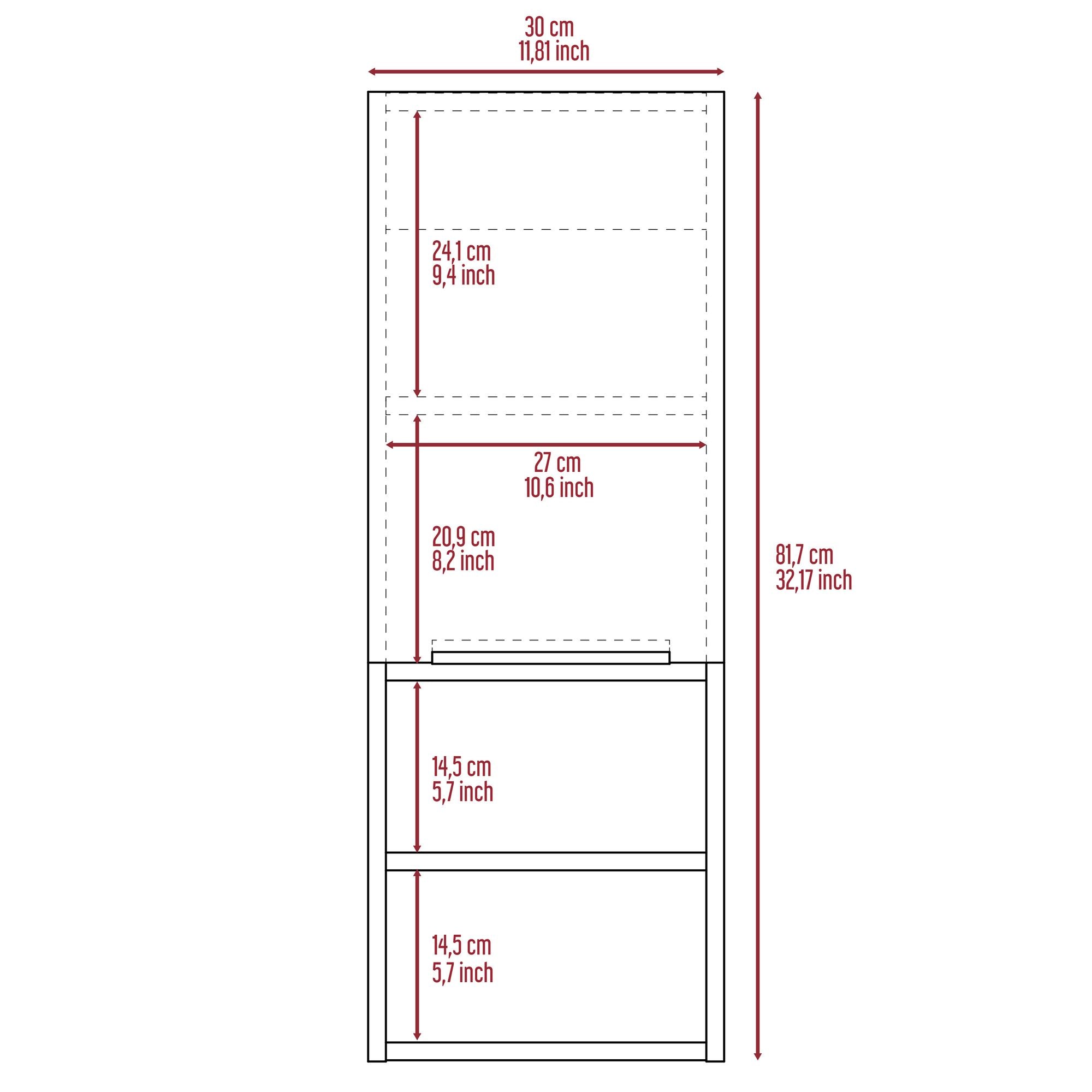Mila Bathroom Cabinet - Two Concealed and Two Open Shelves