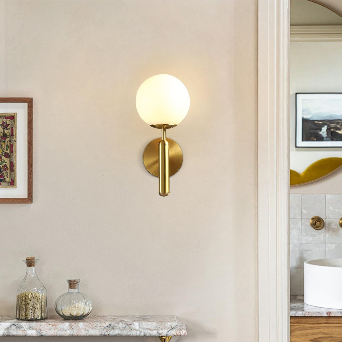 Mid-Century Globe Wall Sconce with Reversible Orientation