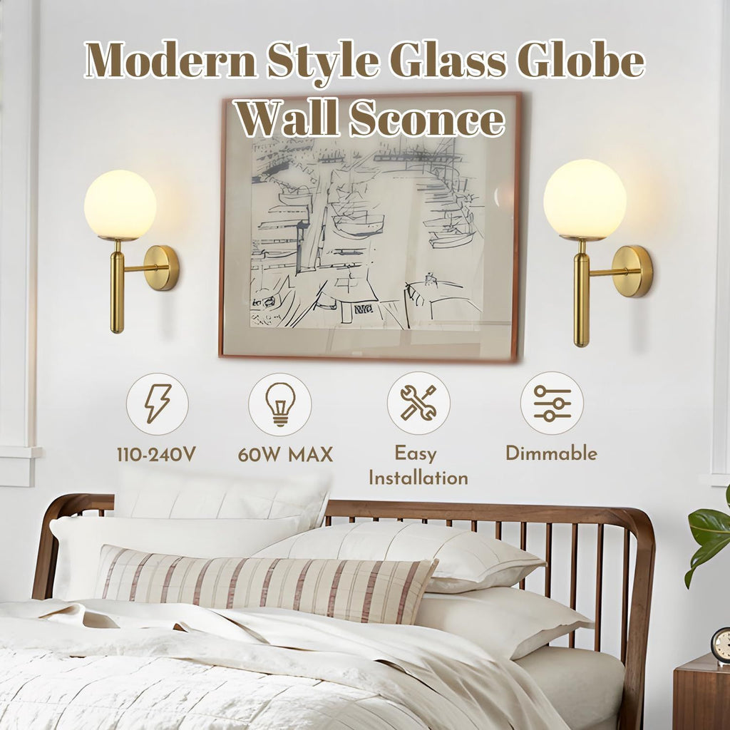 Mid-Century Globe Wall Sconce with Reversible Orientation