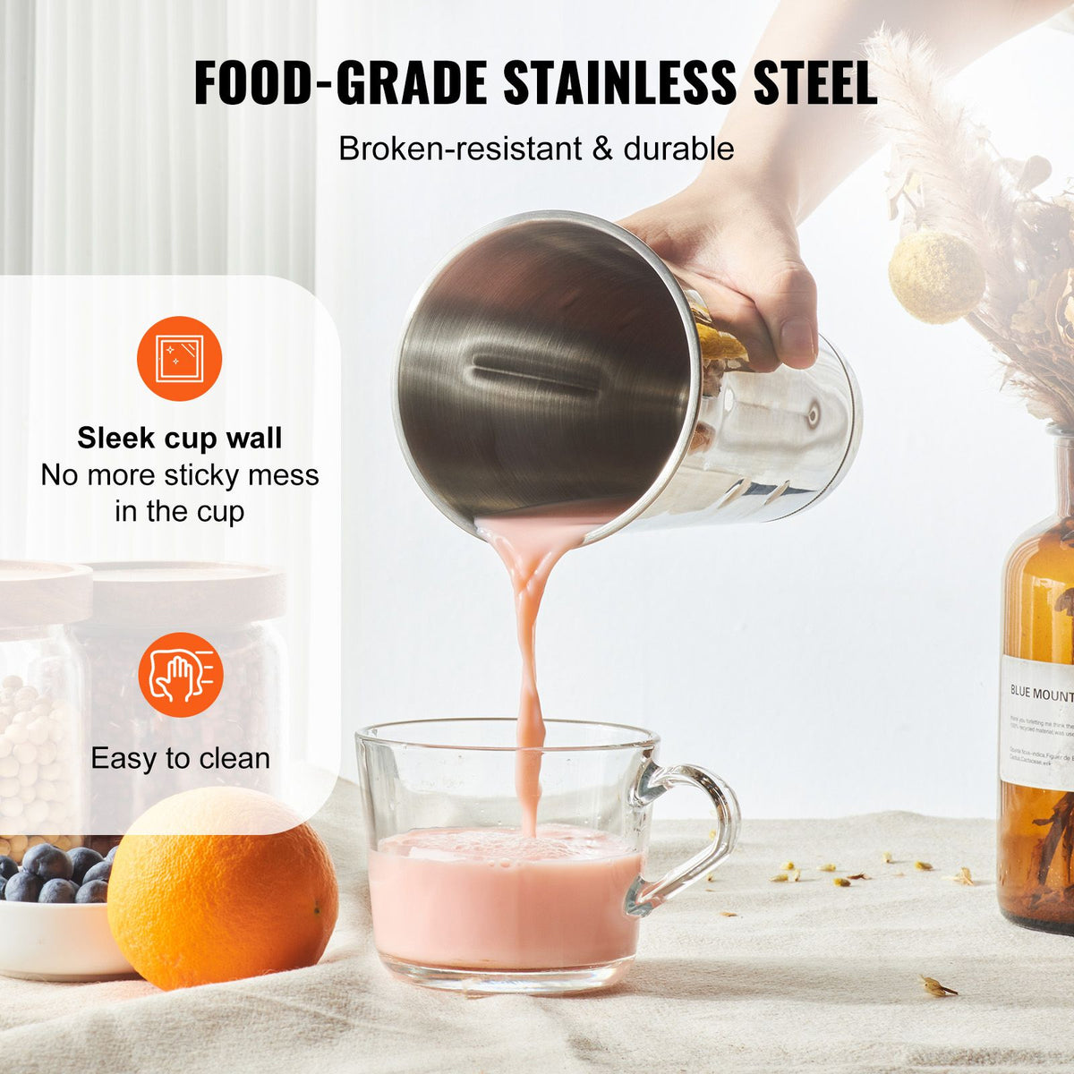 Fast 12-Second Electric Milkshake Maker with 3 Speeds and Intelligent Sensing