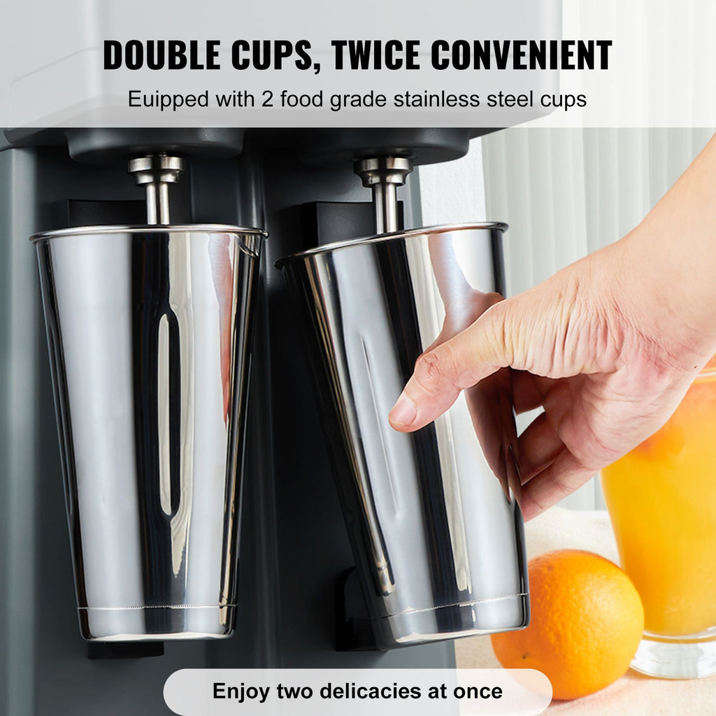 Double Head Milkshake Maker with 3 Speeds and Timer for Home or Commercial Use