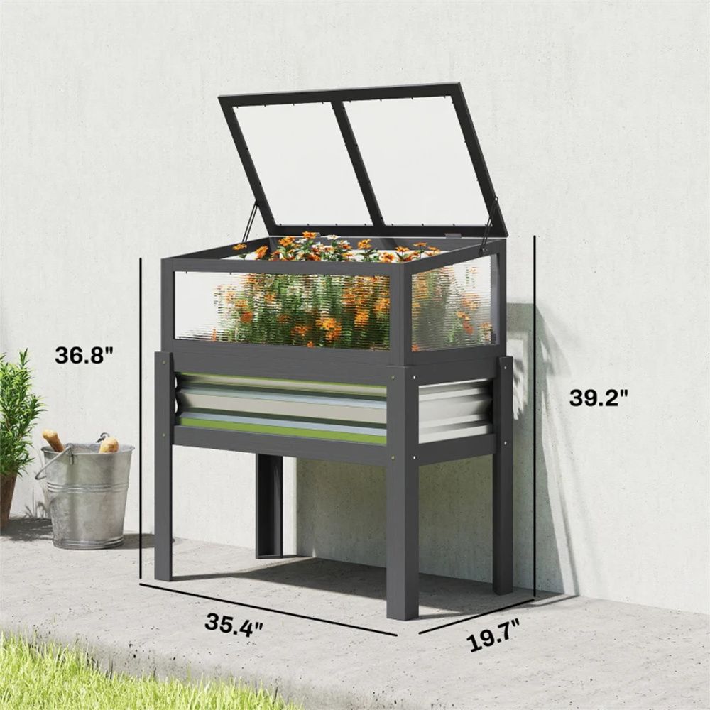Two-in-One Raised Garden Bed with Flip-Up Cold Frame