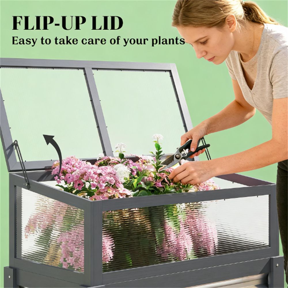 Two-in-One Raised Garden Bed with Flip-Up Cold Frame