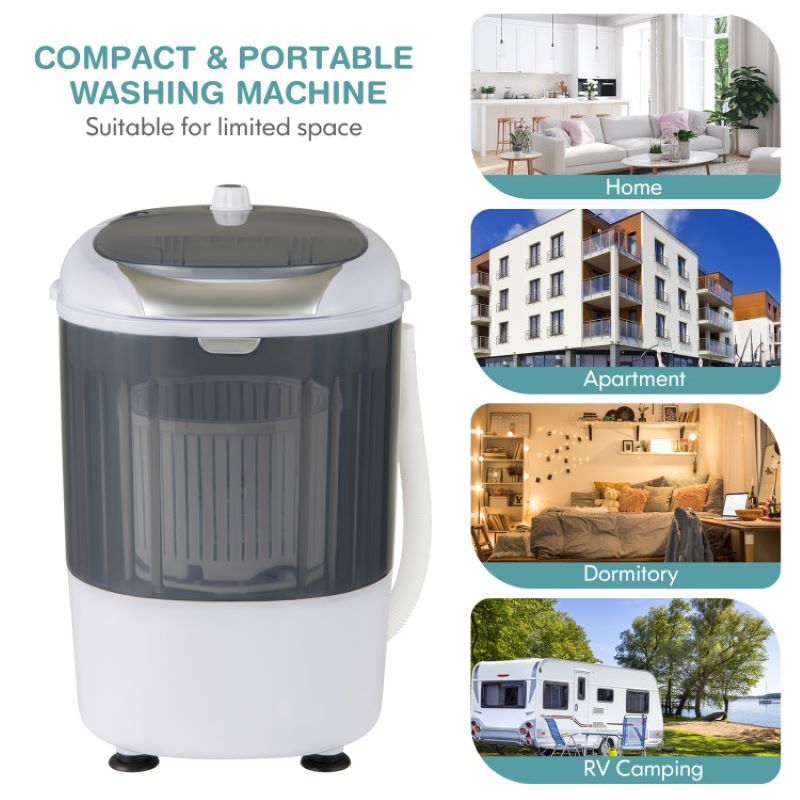 Compact Semi-Automatic Washer with Spin Basket and Dual Timers