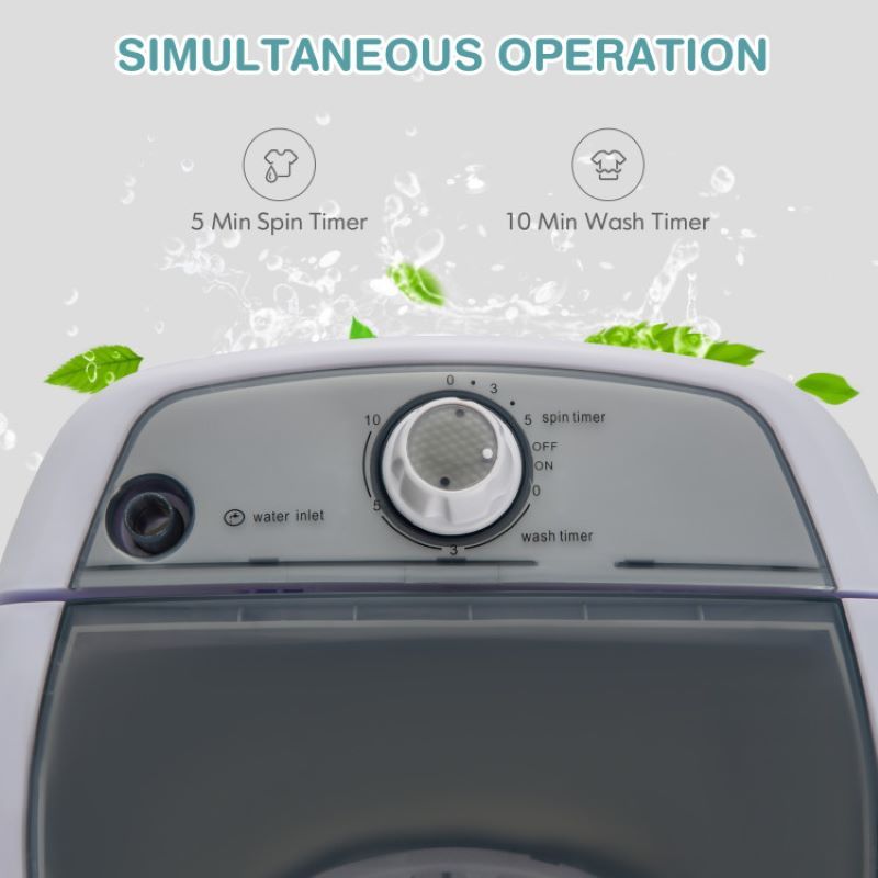 Compact Semi-Automatic Washer with Spin Basket and Dual Timers