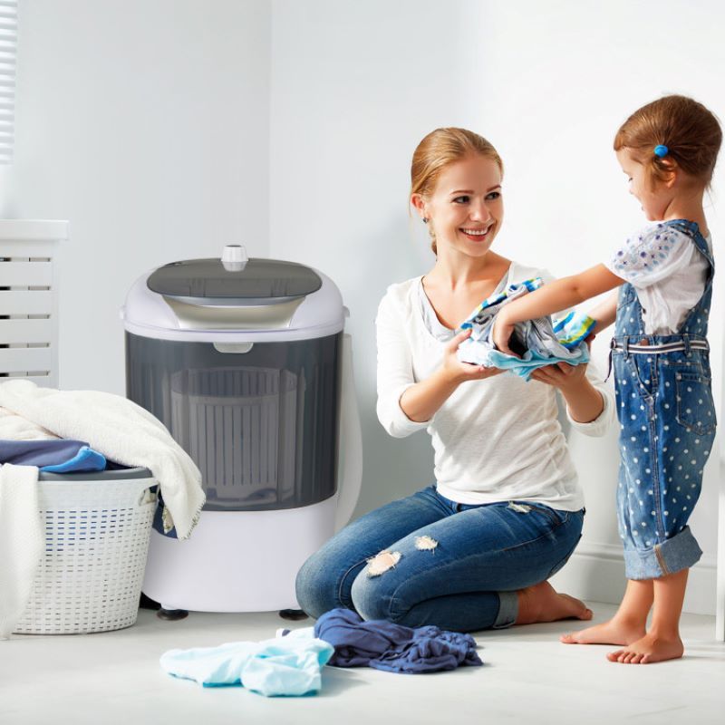 Compact Semi-Automatic Washer with Spin Basket and Dual Timers