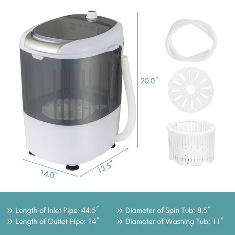 Compact Semi-Automatic Washer with Spin Basket and Dual Timers