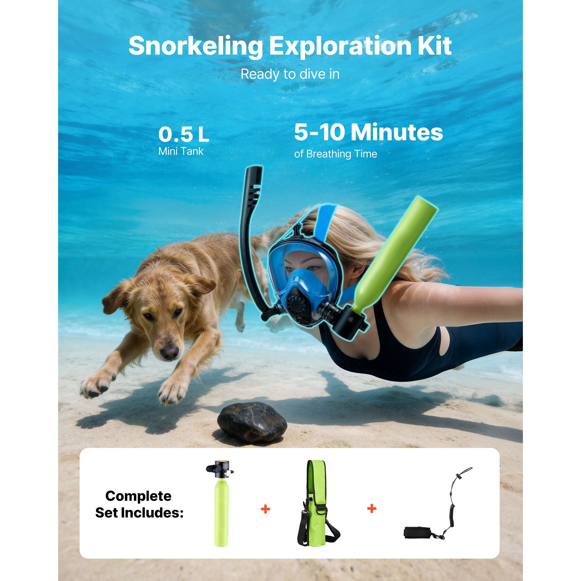 0.5L Portable Mini Scuba Tank for Underwater Breathing and Snorkeling