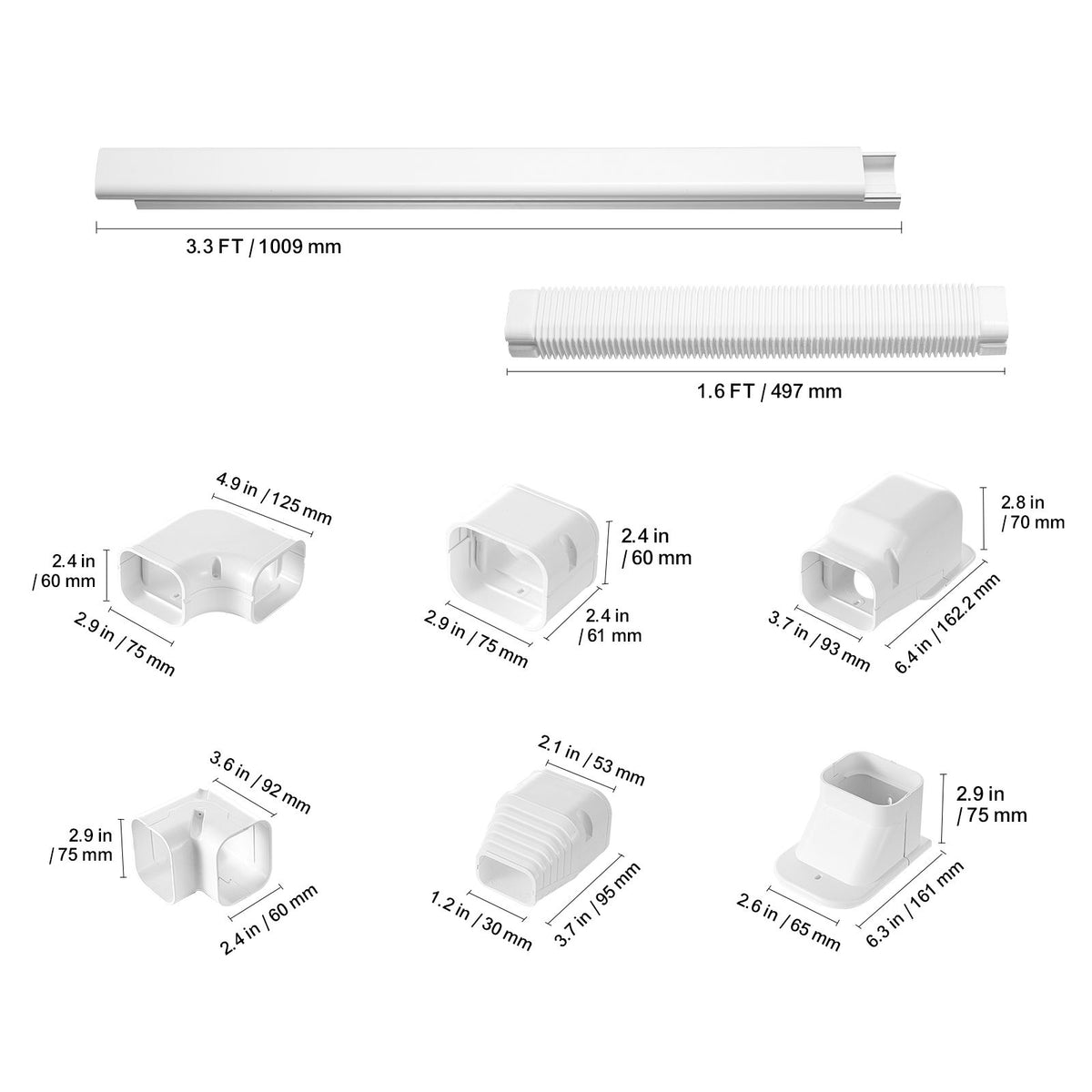 Mini Split Line Set Cover 3- x, PVC Decorative Pipe Cover
