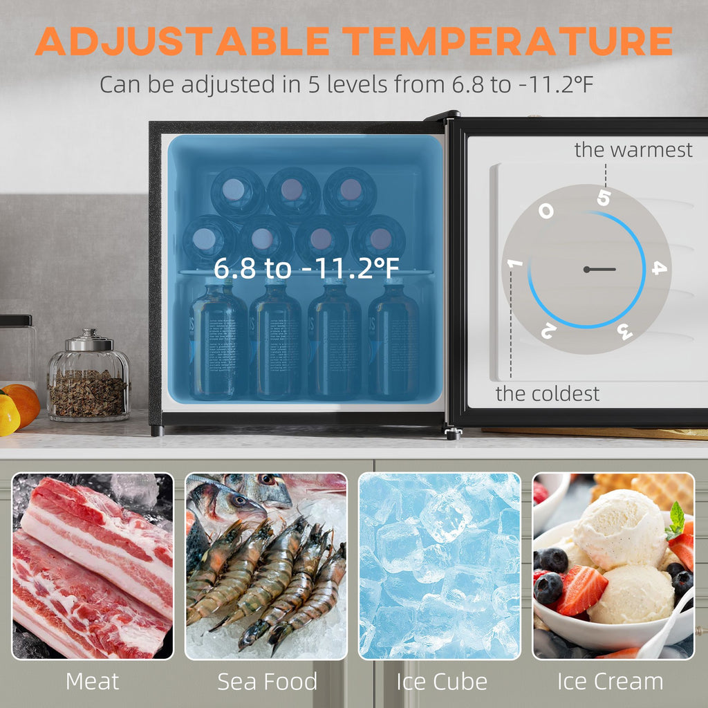 Compact Upright Freezer with Adjustable Temperature and Removable Shelf