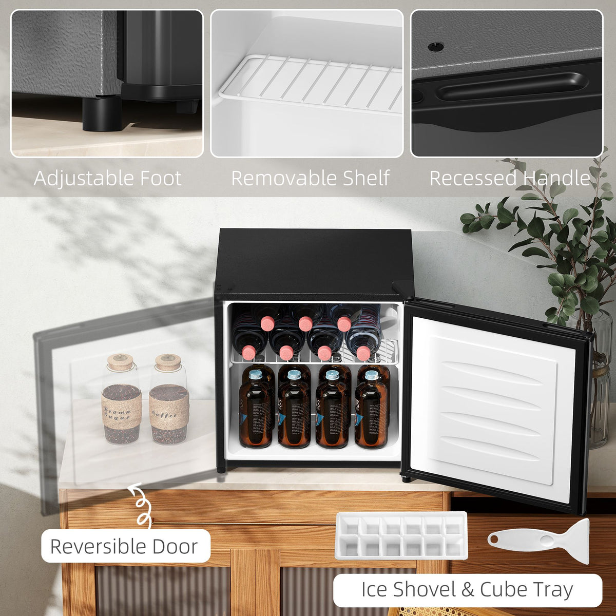 Compact Upright Freezer with Adjustable Temperature and Removable Shelf