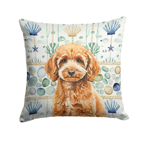 Miniature Apricot Poodle Coastal Accent Pillow