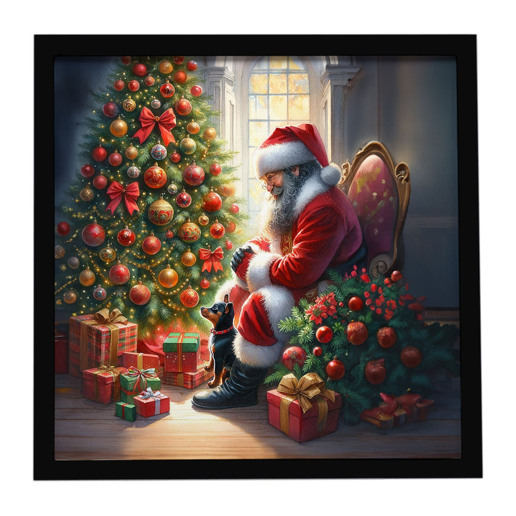 Miniature Pinscher and Santa Christmas Wall Art