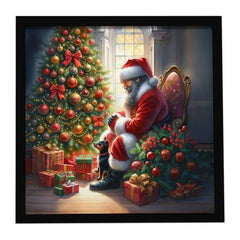 Miniature Pinscher and Santa Christmas Wall Art