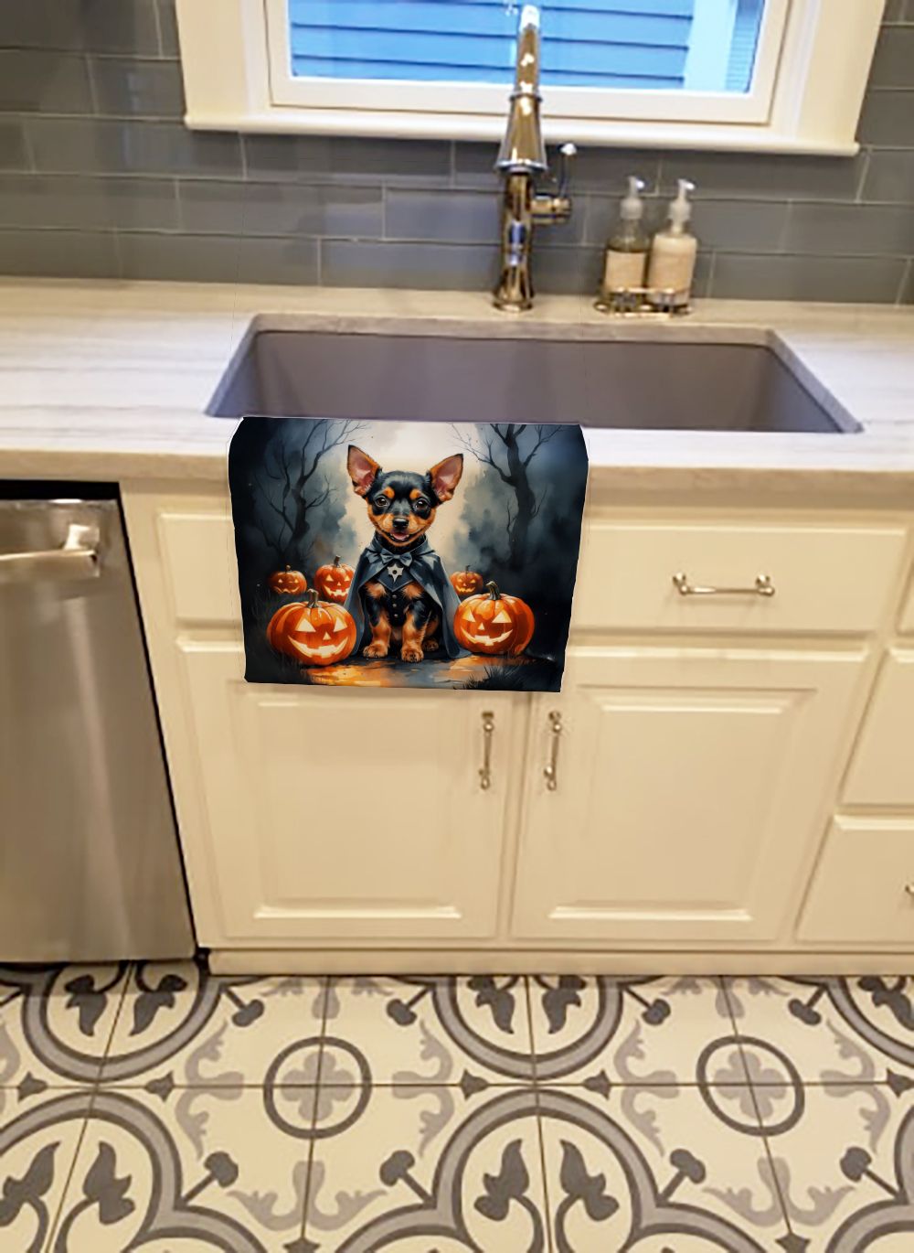 Miniature Pinscher Halloween Kitchen Towel