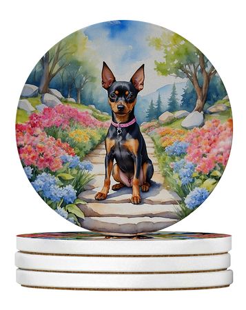 Miniature Pinscher Spring Path Coaster Set