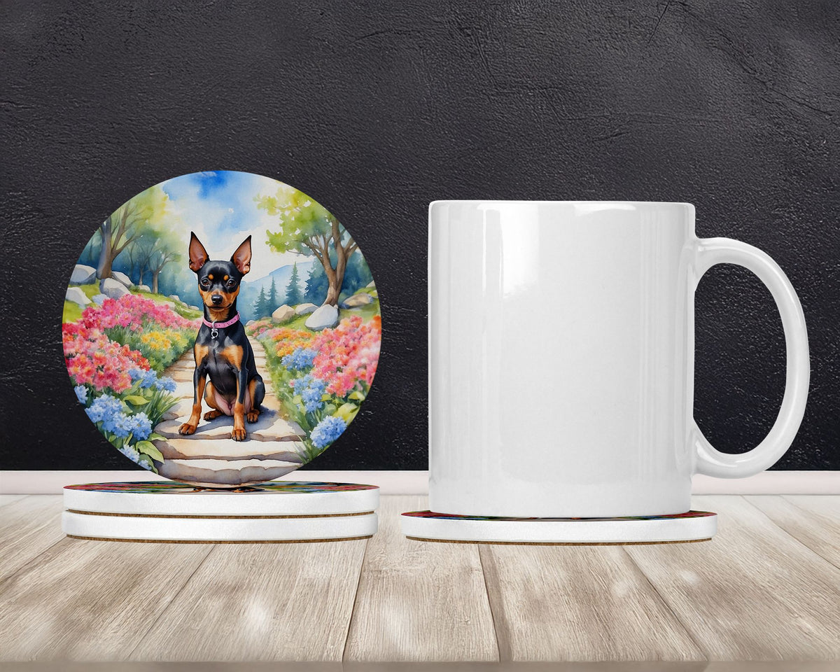 Miniature Pinscher Spring Path Coaster Set