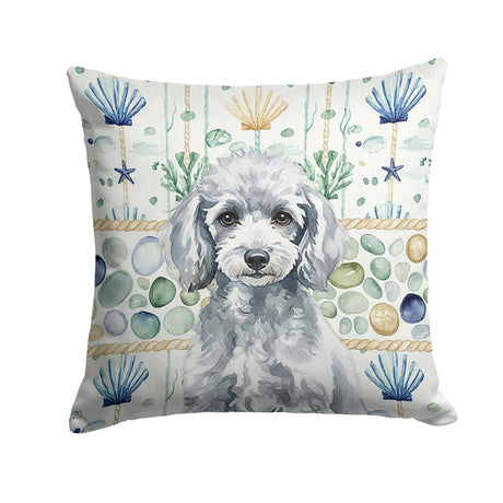 Miniature Silver Poodle Coastal Accent Pillow