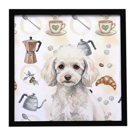 Miniature White Poodle Coffee Bar Framed Art