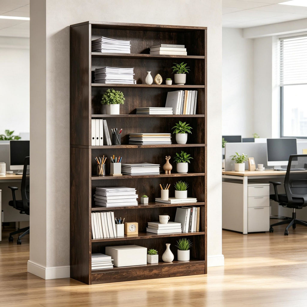 Minimalist Space-Saving Bookshelf for Flexible Display