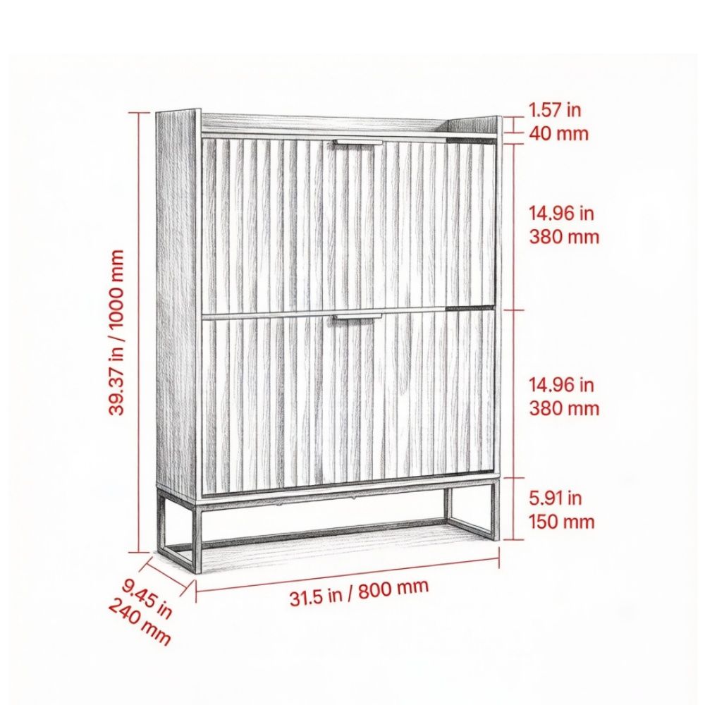 Mid-Century Shoe Storage Cabinet with Space-Saving Design