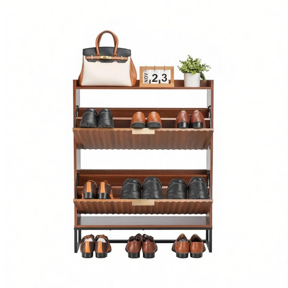 Mid-Century Shoe Storage Cabinet with Space-Saving Design