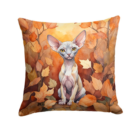Minskin Cat in Fall Leaves Indoor-Outdoor Throw Pillow